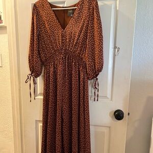 Taylor Swift Rust Brown Polka Dot Maxi Dress